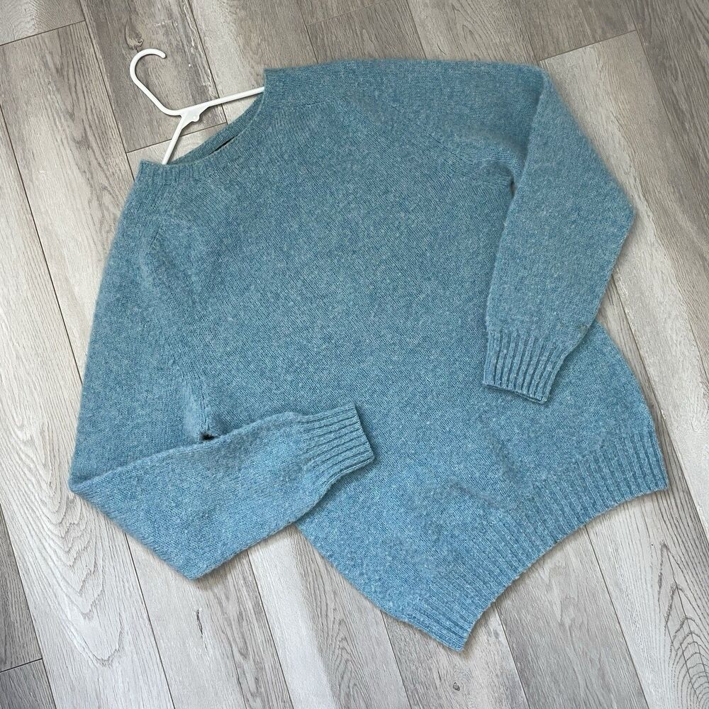 Howlin' Wool Sweater crewneck pullover knit mens Blue (large) minimalist classic